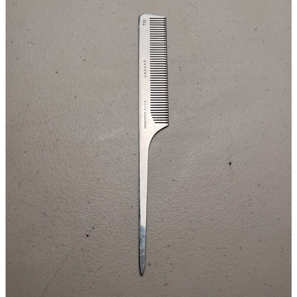 Vassar Comb #751 Aluminum 8" Rat Tail Barber Hair Stylist Made in USA Vintage